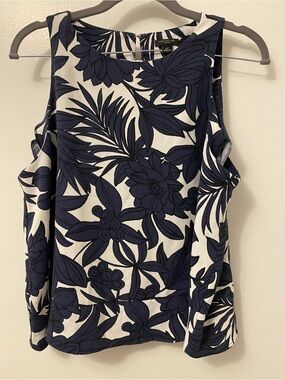 Ann Taylor Navy Floral Print Sleeveless Camisole
